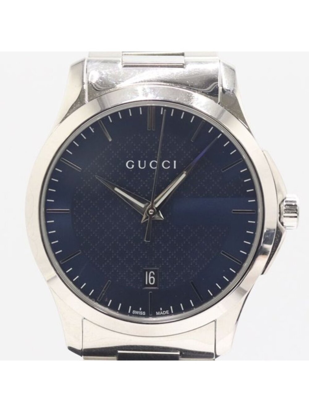 Gucci Timeless 126.4 Quartz Date Navy Dial Watch Nam - Picture 1 of 4